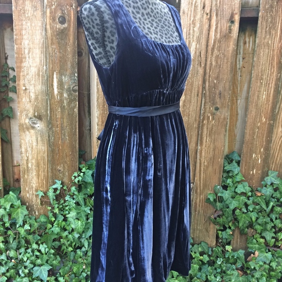 GAP Dresses Gap Navy Blue Velvet Sleeveless Dress Wwaist Sash Poshmark